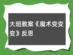 大班教案《魔術(shù)變變變》反思