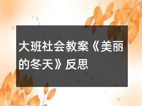 大班社會(huì)教案《美麗的冬天》反思