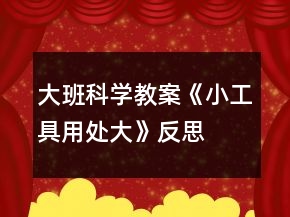 大班科學(xué)教案《小工具用處大》反思