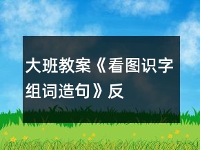 大班教案《看圖識字、組詞、造句》反思