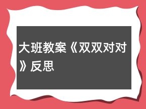 大班教案《雙雙對(duì)對(duì)》反思