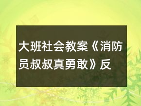 大班社會教案《消防員叔叔真勇敢》反思