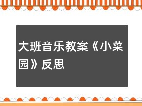 大班音樂教案《小菜園》反思