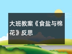 大班教案《食鹽與棉花》反思