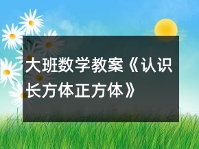 大班數(shù)學(xué)教案《認(rèn)識(shí)長(zhǎng)方體、正方體》反思