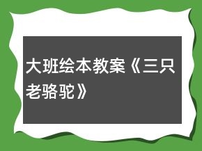 大班繪本教案《三只老駱駝》