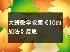 大班數(shù)學教案《10的加法》反思