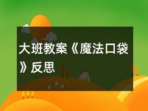 大班教案《魔法口袋》反思