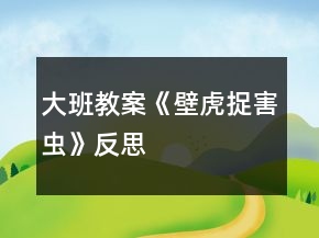大班教案《壁虎捉害蟲》反思
