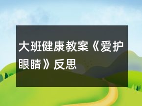 大班健康教案《愛護眼睛》反思