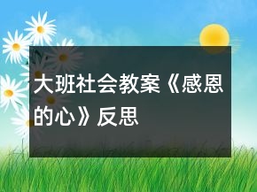 大班社會教案《感恩的心》反思