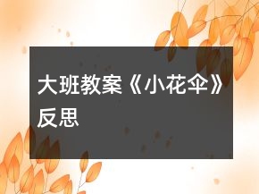 大班教案《小花傘》反思