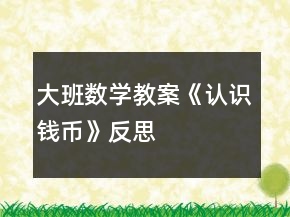 大班數(shù)學(xué)教案《認(rèn)識錢幣》反思