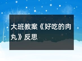 大班教案《好吃的肉丸》反思