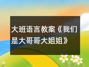 大班語言教案《我們是大哥哥大姐姐》反思