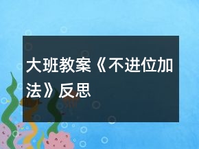 大班教案《不進(jìn)位加法》反思