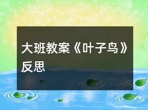 大班教案《葉子鳥》反思