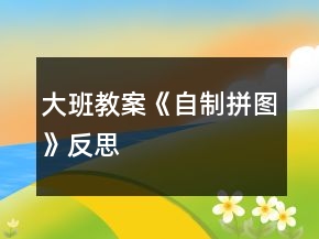 大班教案《自制拼圖》反思