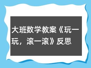 大班數(shù)學(xué)教案《玩一玩，滾一滾》反思