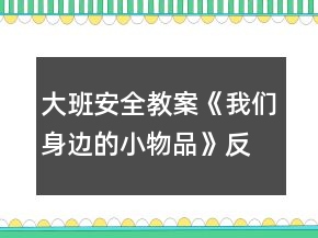 大班安全教案《我們身邊的小物品》反思