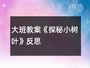 大班教案《探秘小樹葉》反思