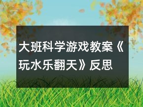 大班科學(xué)游戲教案《玩水樂(lè)翻天》反思