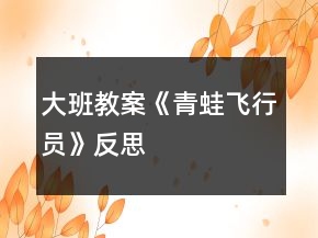 大班教案《青蛙飛行員》反思