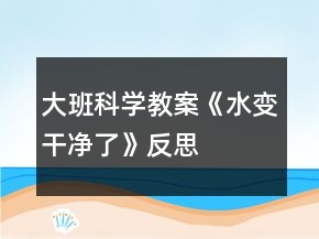 大班科學(xué)教案《水變干凈了》反思