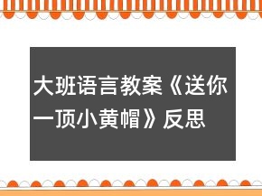 大班語(yǔ)言教案《送你一頂小黃帽》反思