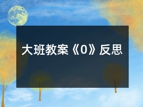 大班教案《0》反思