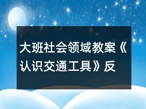 大班社會領(lǐng)域教案《認(rèn)識交通工具》反思