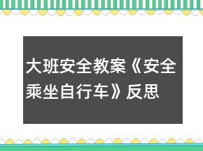 大班安全教案《安全乘坐自行車》反思