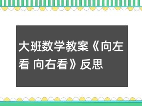 大班數(shù)學(xué)教案《向左看 向右看》反思