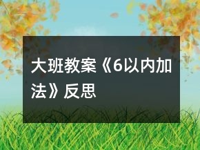 大班教案《6以內(nèi)加法》反思
