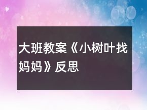 大班教案《小樹葉找媽媽》反思