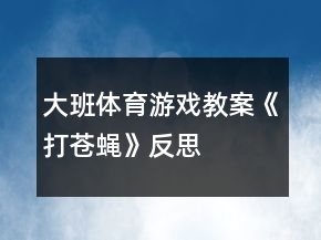 大班體育游戲教案《打蒼蠅》反思
