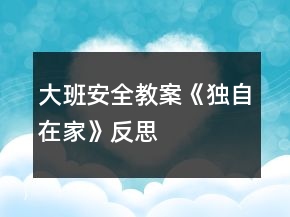 大班安全教案《獨(dú)自在家》反思