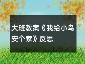 大班教案《我給小鳥安個(gè)家》反思