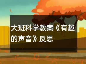 大班科學(xué)教案《有趣的聲音》反思