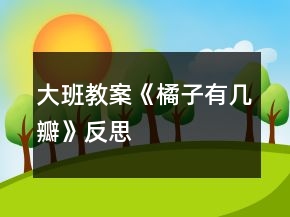 大班教案《橘子有幾瓣》反思
