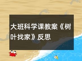 大班科學(xué)課教案《樹葉找家》反思