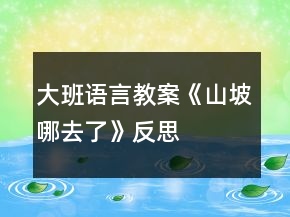 大班語(yǔ)言教案《山坡哪去了》反思