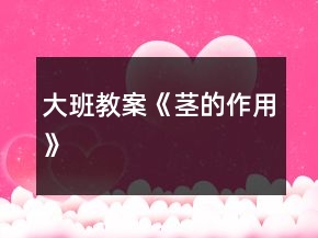 大班教案《莖的作用》