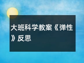 大班科學(xué)教案《彈性》反思