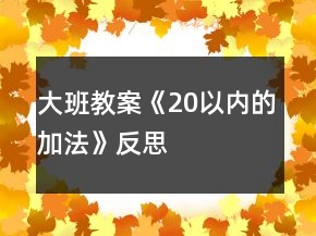 大班教案《20以內的加法》反思