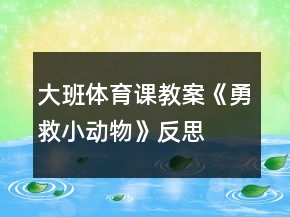 大班體育課教案《勇救小動(dòng)物》反思
