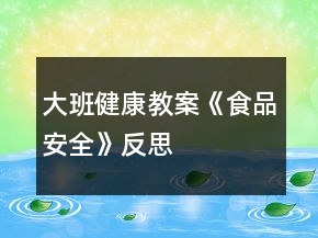 大班健康教案《食品安全》反思