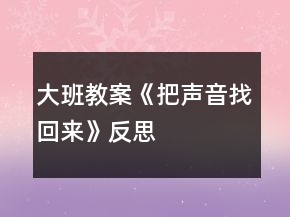大班教案《把聲音找回來(lái)》反思