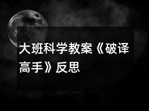 大班科學(xué)教案《破譯高手》反思