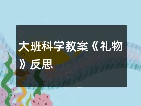 大班科學(xué)教案《禮物》反思